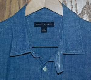 BANANA REPUBLIC Vintage 1930s Chambray Chin Strap Work Shirt  M 