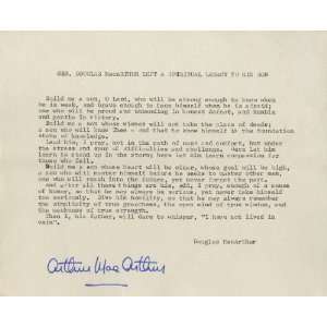   of General MacArthur Incredible Vintage Autograph TLS 