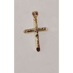  10K Two Tone Gold Crucifix Pendant: Jewelry