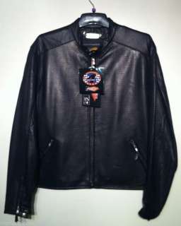 NEW CHRIS CARR POWER TRIP PERFORATED LEATHER RIDING BIKER COAT 