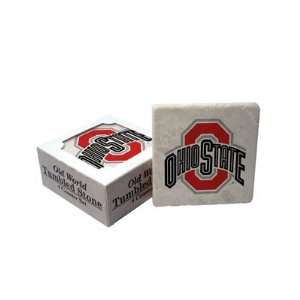 Ohio State Buckeyes Tumbled Stone Coaster Set:  Sports 