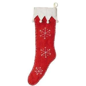  Fair Trade Holiday Snowflake Stocking, Red (One Piece 