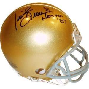  Tim Brown Notre Dame Autographed Riddell Mini Helmet with Heisman 