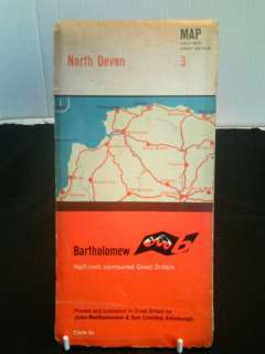Bartholomew half inch contoured cloth map of North Devon, Great 