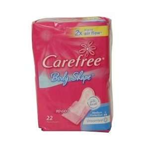  Carefree To Go Body Shaped Pantiliners, Unscented, 22 
