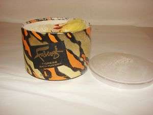 Retro Faberge Tigress Bath Powder Box & Puff  