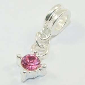   PD21 Silver Pink Dangle Bead fit European Cute Biagi 