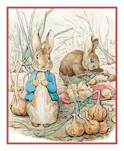 Beatrix Potter Peter Rabbit Collects Onions Counted Cross Stitch Chart 