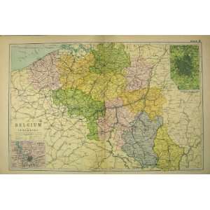    1907 Map Belgium Luxemburg Antwerp Brussels