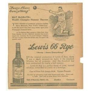   1912 Advert Lewis 66 Rye Mat McGrath Hammer Thrower 