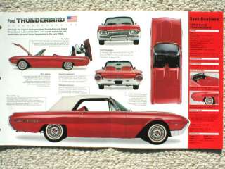 1961/1962/1963 FORD THUNDERBIRD SPEC SHEET/Brochure  