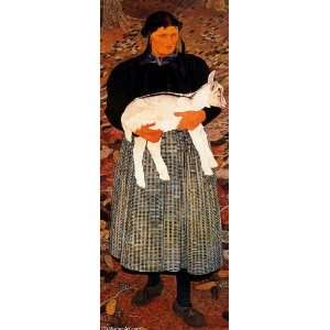 FRAMED oil paintings   Ernest Bieler   24 x 62 inches   Woman with kid