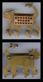 THOMAS MANN WONDERFUL ARTY MIXED METALS CAT WITH FISH FEET PIN  