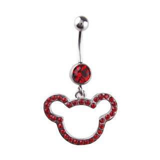   Button Ring   Red Crystal Teddy Bear Belly Button Ring Toys & Games