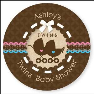  Twin Baby Carriages 1 Boy & 1 Girl   24 Round Personalized 