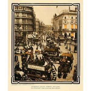  1908 Print Piccadilly Circus London Streetcar People 