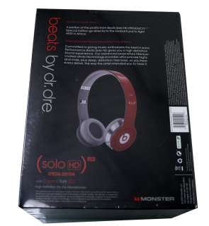 MONSTER BEATS by Dr. DRE   SOLO HD HEADPHONES OVER EAR   GLOSS RED 