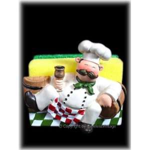  Fat French Chef Scrubby Sponge Holder / Kitchen Decor 