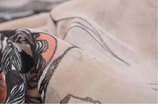 Beige begonia flower ink Long Wrap scarf shawl Fashion  