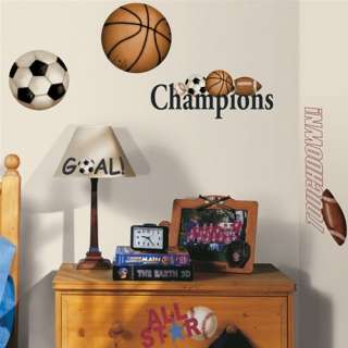   DECALS Athletic Room Basketball Football Soccer Ball Stickers  