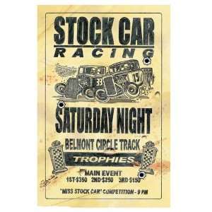  Stock Car Racing Poster Embossed Metal Sign