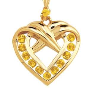  Birthstone Heart Pendant   November (Citrine): Jewelry