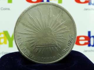 1898 Peso Cn. A.M. Silver Coin, Mexico Peso Fuerte Porfiriano WOW 