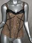 NWT Ann Ferriday Lace Date Top Brown Black Sleeveless Size One Size