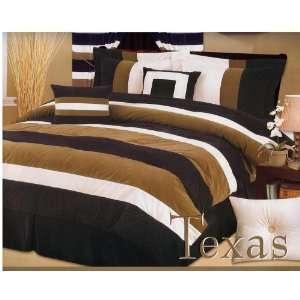   Striped Micro Suede Brown/Black King 7pcs Bed in a Bag: Home & Kitchen