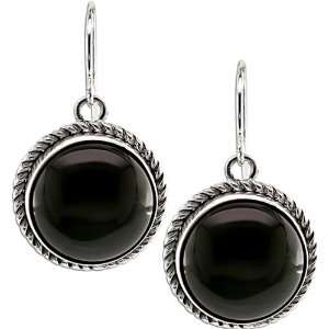  Sterling Silver Black Onyx Round Earrings: Jewelry