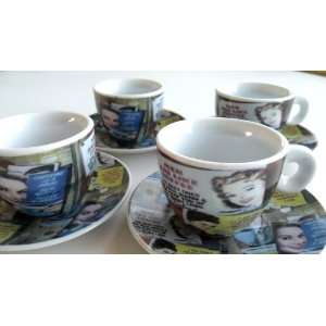   Set of 4 Demitasse Cups with Clever Ladys Sayings