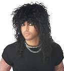 80s Black Heavy Metal Rocker Rock Headbanger Wig Costume Halloween
