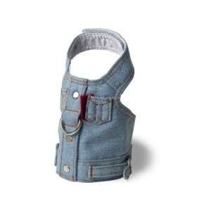  Blue Jean Jacket Denim Vest Harness by Doggles   X Small 