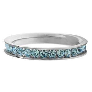   Inox Jewelry Light Blue Cubic Zirconia Band 316L Stainless Steel Ring