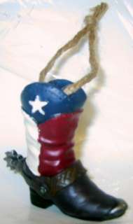 Western Mini Ceramic Cowboy Boot (#5 Red/White/Blue)   Ornament 