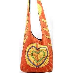  Orange Love Bag from Thamel with Threadwork   Pure Cotton 