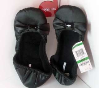 Style & Co Satin Bow Ballet Soft Bottom Slippers S XL  