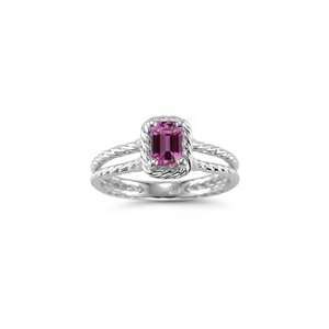  0.55 Cts Pink Sapphire Solitaire Ring in 14K White Gold 9 