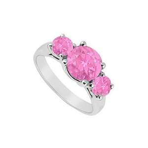  Three Stone Pink Sapphire Ring  14K White Gold   2.00 CT TGW Jewelry