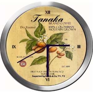  TANAKA 14 Inch Coffee Metal Clock Quartz Movement: Kitchen 