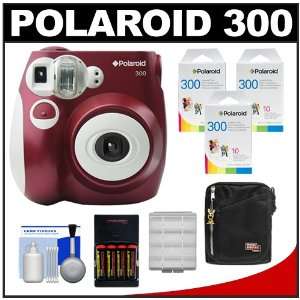 Polaroid PIC 300R Instant Film Analog Camera (Red) with (3) Polaroid 