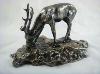Vintage Deer Buck Heavy Large Pewter Art Sculpture  