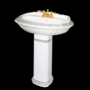  Pedestal Sinks, White & Sage Green India Reserve Medium 