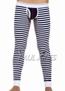 Men’s Thermal Bulge Pouch Underwear Tight/Skiny Long Pants Stripes 