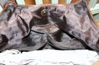 NWT MICHAEL KORS GIRAFFE Pocket Tote Leather Bag Brown Canvas Charm $ 
