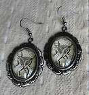 GOTH Victorian Conjoined Siamese Twins Glass Cameos EAR