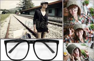 large square fashion clear lens frame wayfarer black nerd glasses