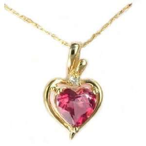 Gift Boxed Genuine Mystic Rose Topaz Heart and 10K Yellow Gold Pendant 