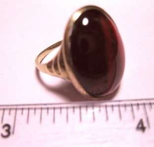 TAILORED ANTIQUE 10K GOLD RETRO BIG 18X13MM 12cts BLOOD RED BOHEMIAN 