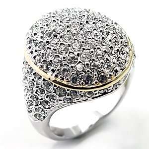 Womens Young Line Clear Swarovski Crystal Two Tone Ring 